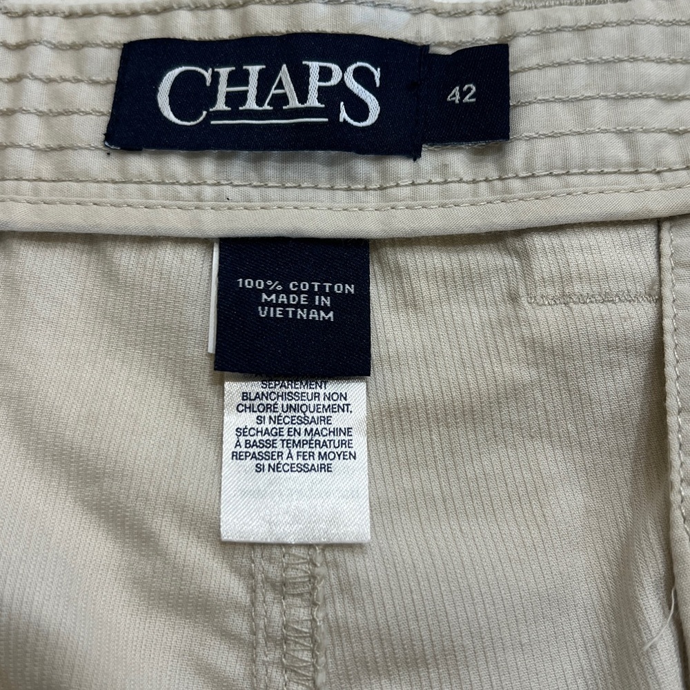 Chaps Cargo Shorts Men 42 New Stone Flat Front Cotton Utility NWOT - Picture 5 of 8